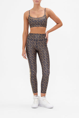 Front view of model wearing CAMILLA leggings in Song Of The Jungle print