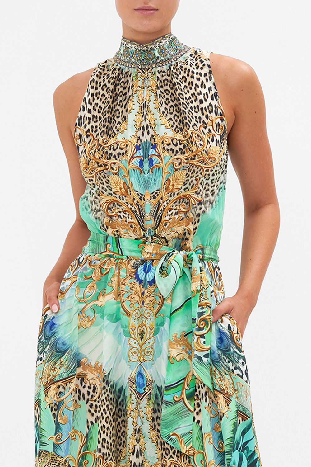 NECKTIE DRESS WITH ELASTICATED WAIST LAY OF THE LAND