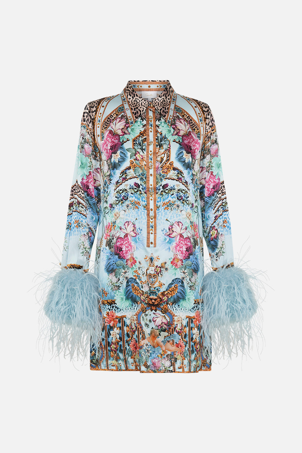 MINI SHIRT DRESS WITH FEATHERS LETTERS TO LEO