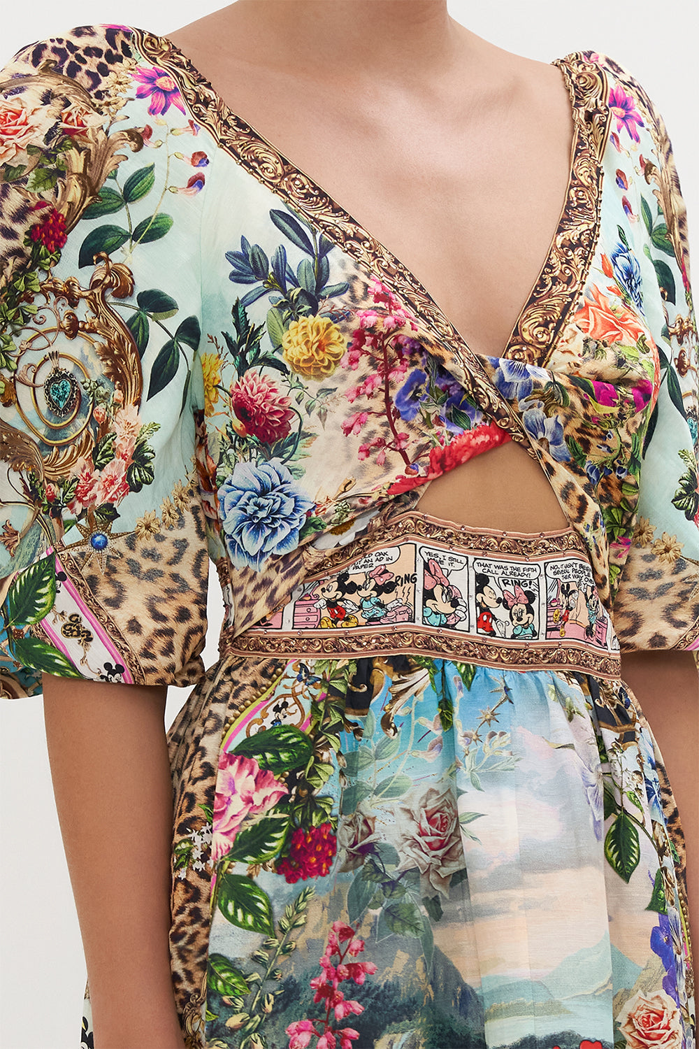 TIERED PUFF SLEEVE DRESS MICKEY TAKES A TRIP