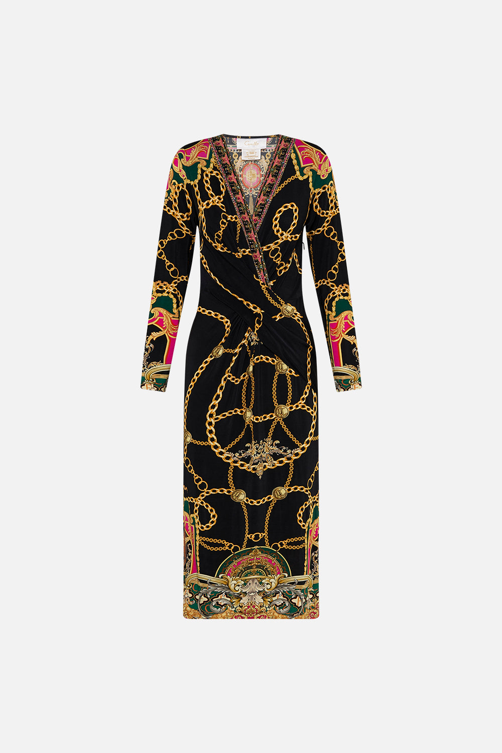 V-NECK MIDI CROSS FRONT DRESS JEALOUSY AND JEWELS