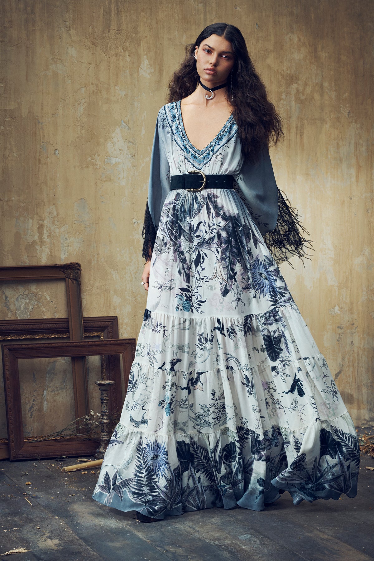 PANEL DRESS WITH LACE SLEEVE MOONLIT MUSINGS