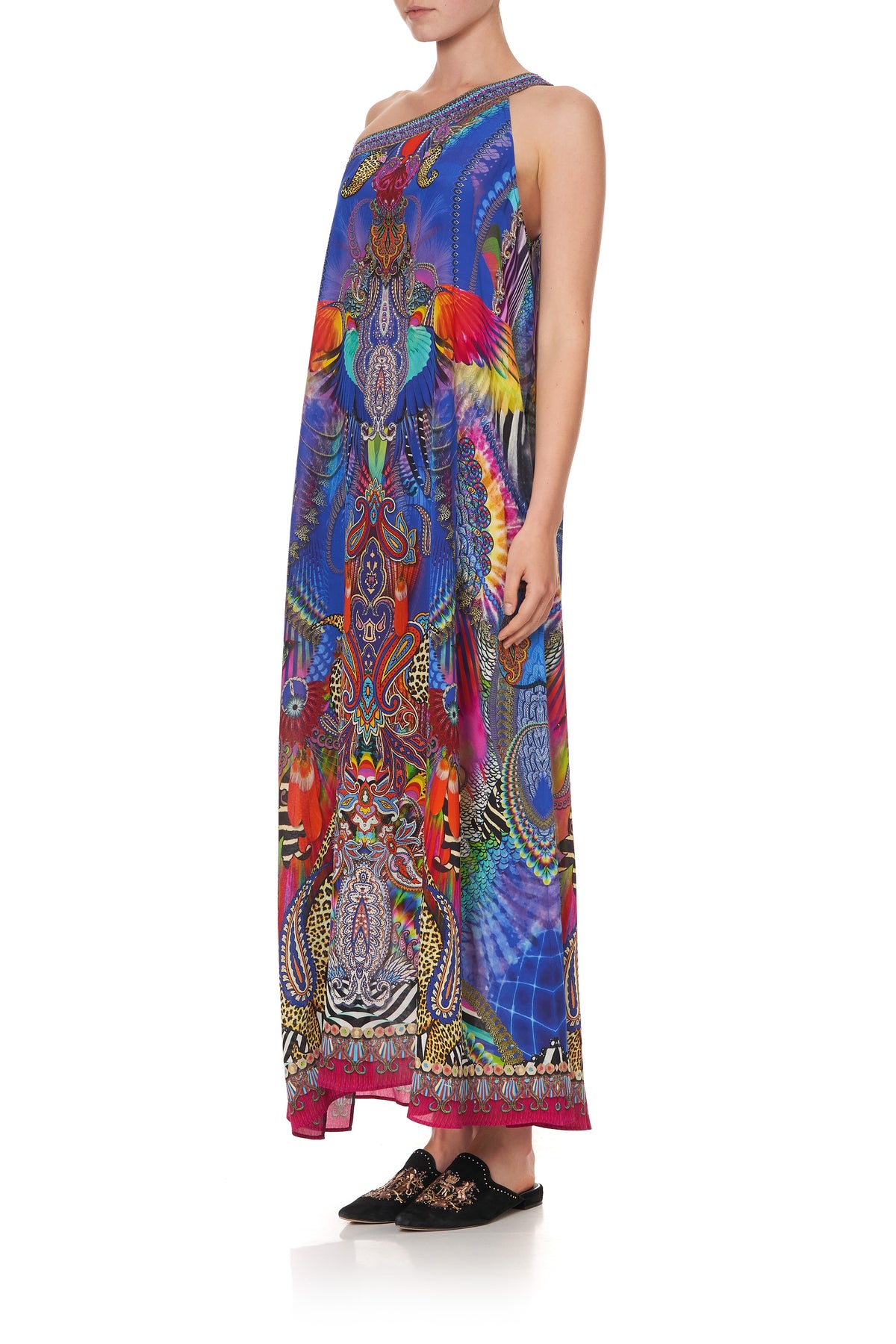 ONE SHOULDER KAFTAN WITH NECKBAND PSYCHEDELICA