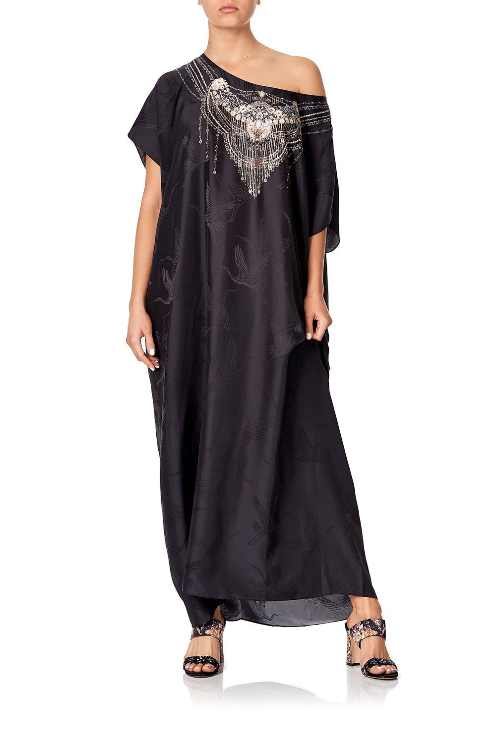 SLIM ROUND NECK KAFTAN SOLID BLACK