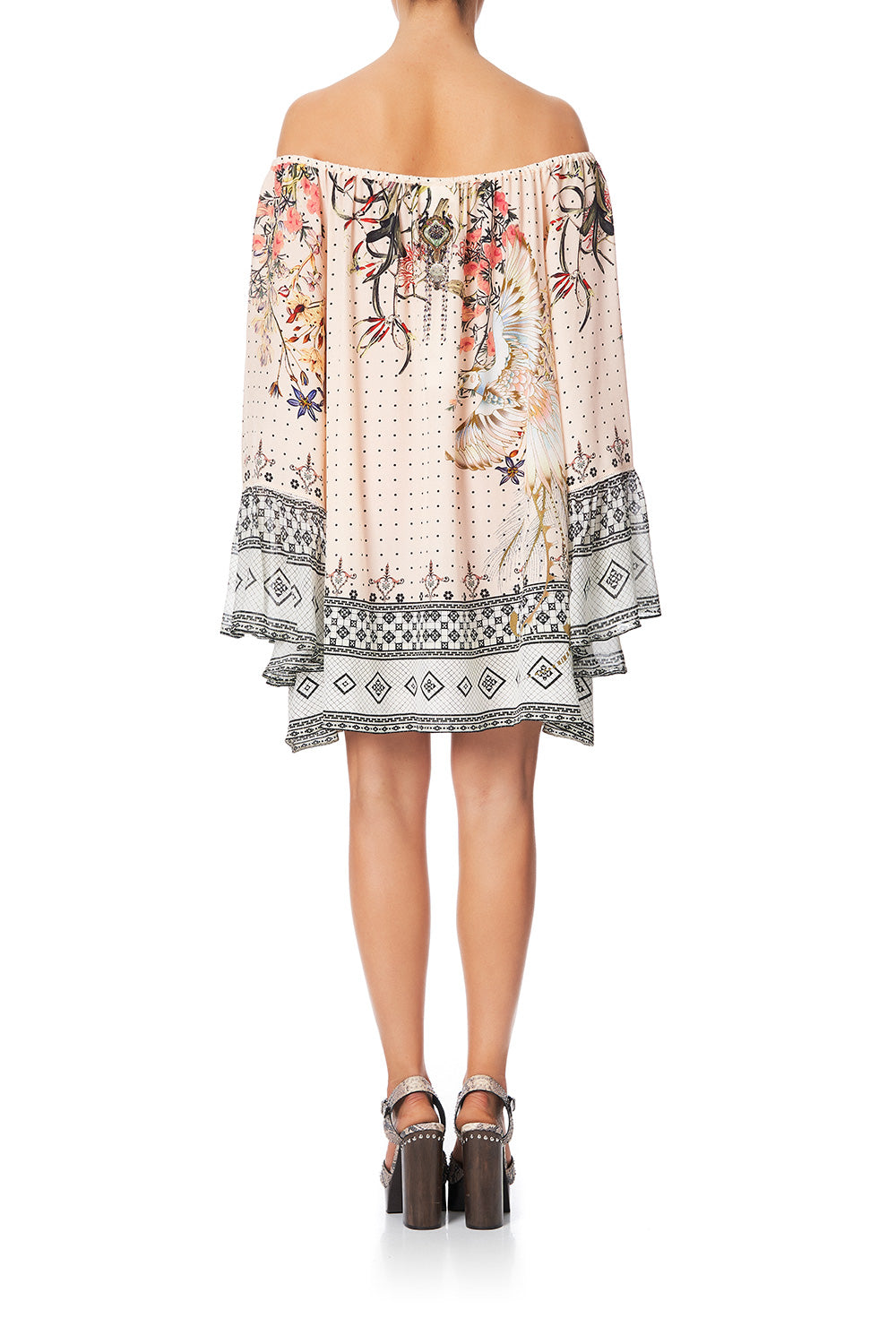 A-LINE DRESS WITH RUFFLE SLEEVE KINDRED SKIES