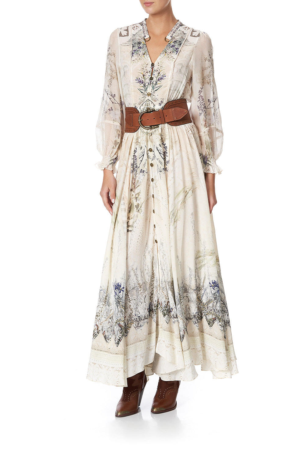 CINCHED LEATHER BELT TAN