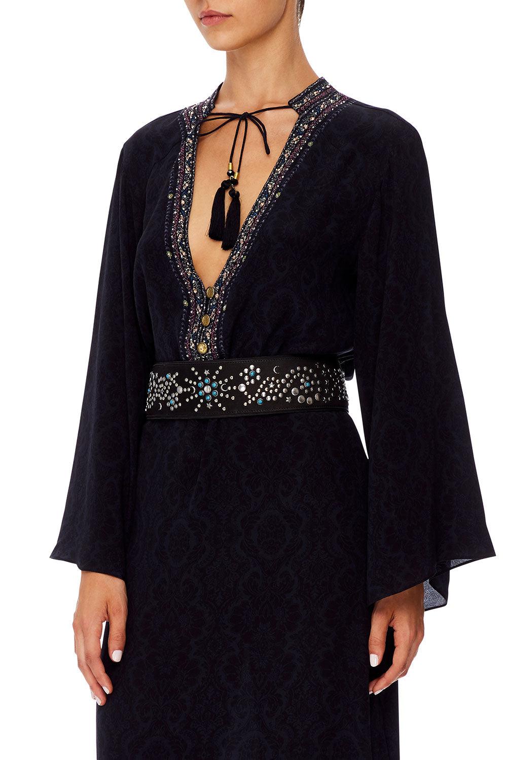 WIDE STUDDED BELT BLACK