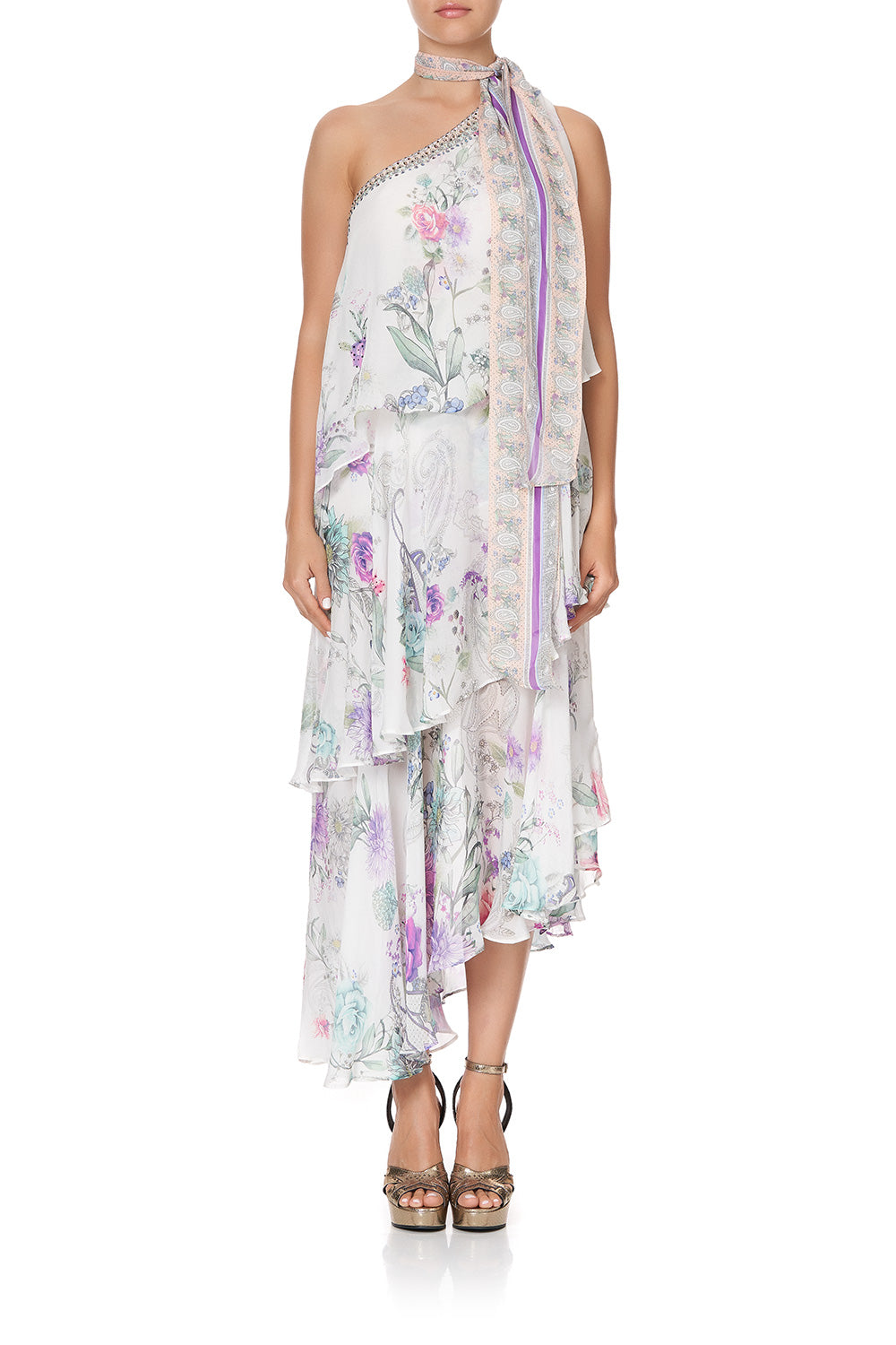 ASYMMETRICAL NECK TIE DRESS FOREVER FAR