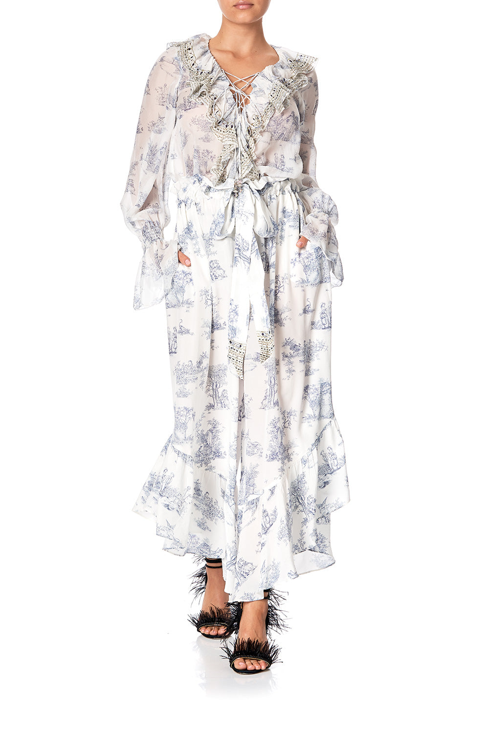 LACE UP RUFFLE BLOUSE SOUTHERN BELLE