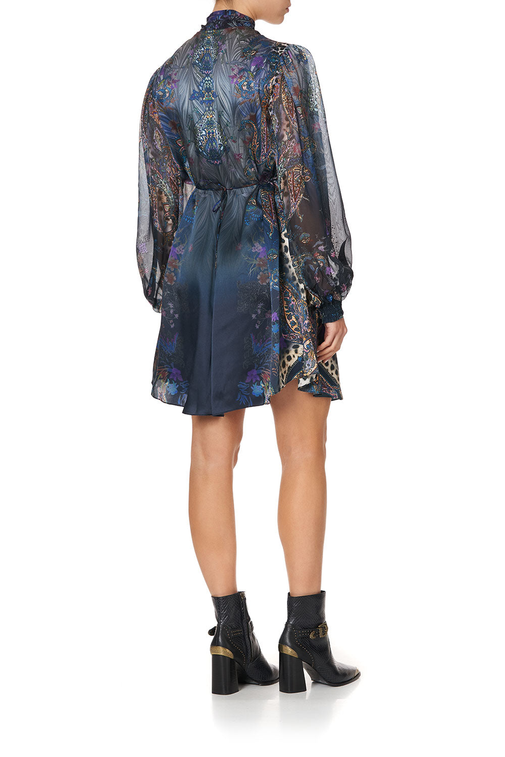 BLOUSON DRESS WITH NECK TIE FESTIVAL EXPRESS