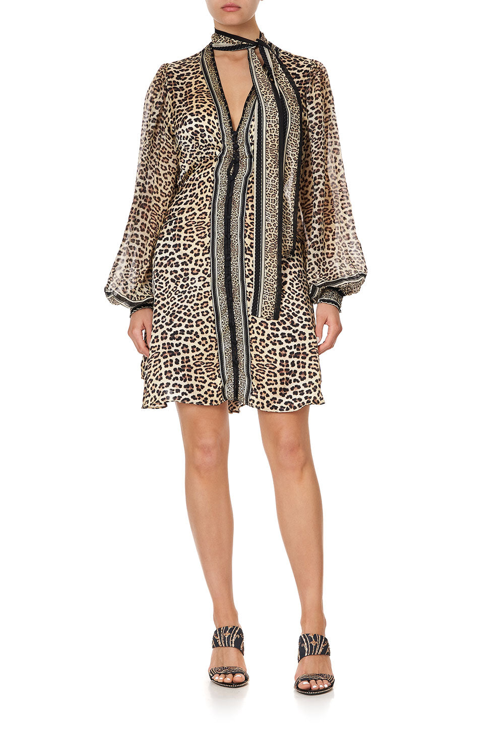 BLOUSON DRESS WITH NECK TIE SEX KITTEN