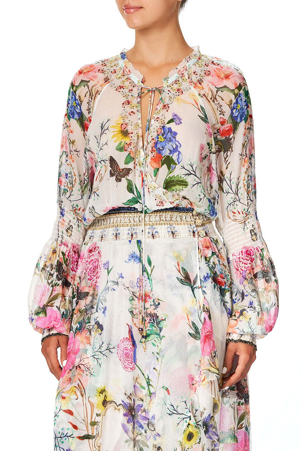 BLOUSON SLEEVE WRAP DRESS BOHEME