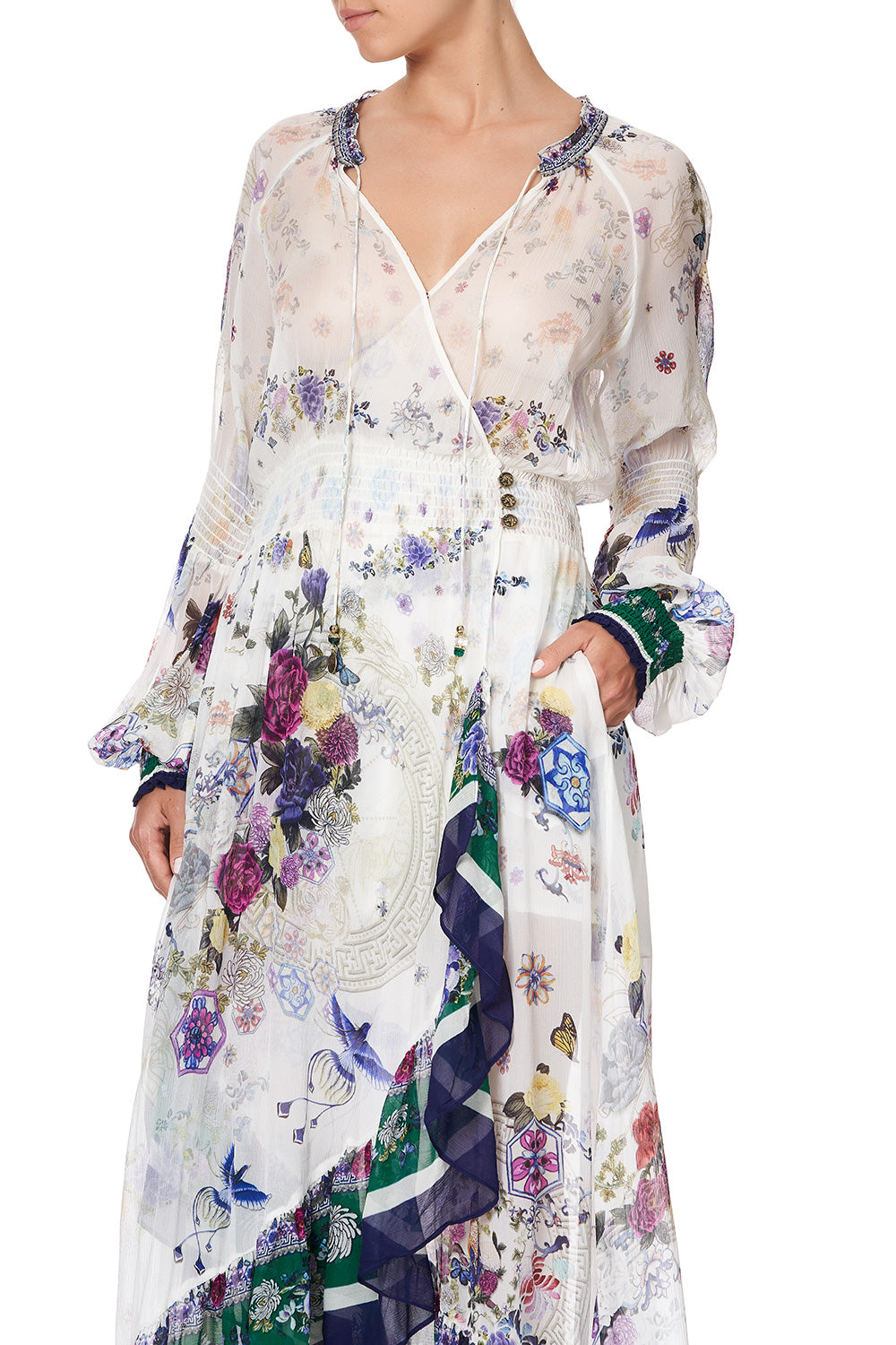 BLOUSON SLEEVE WRAP DRESS GENTLE MOON