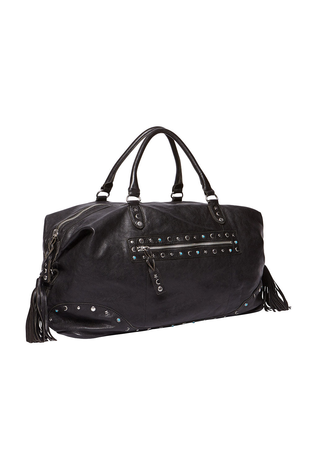 BOHEMIAN LEATHER TRAVEL BAG BLACK