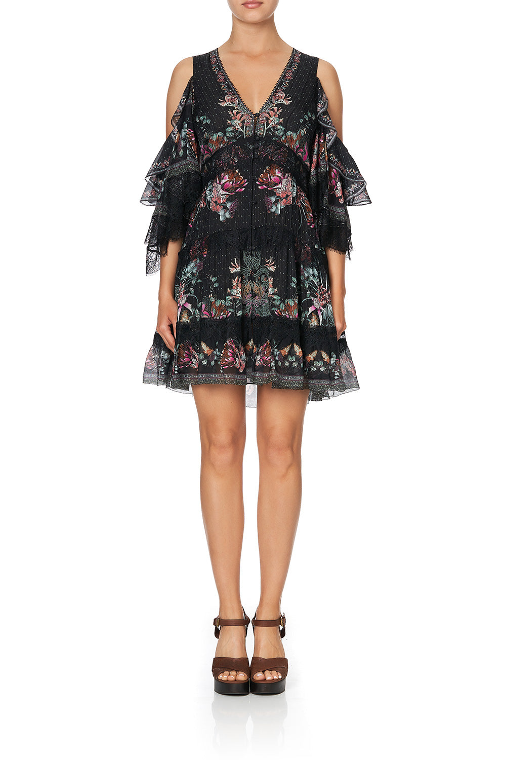 BUTTON UP DRESS WITH LACE INSERT RESTLESS NIGHTS