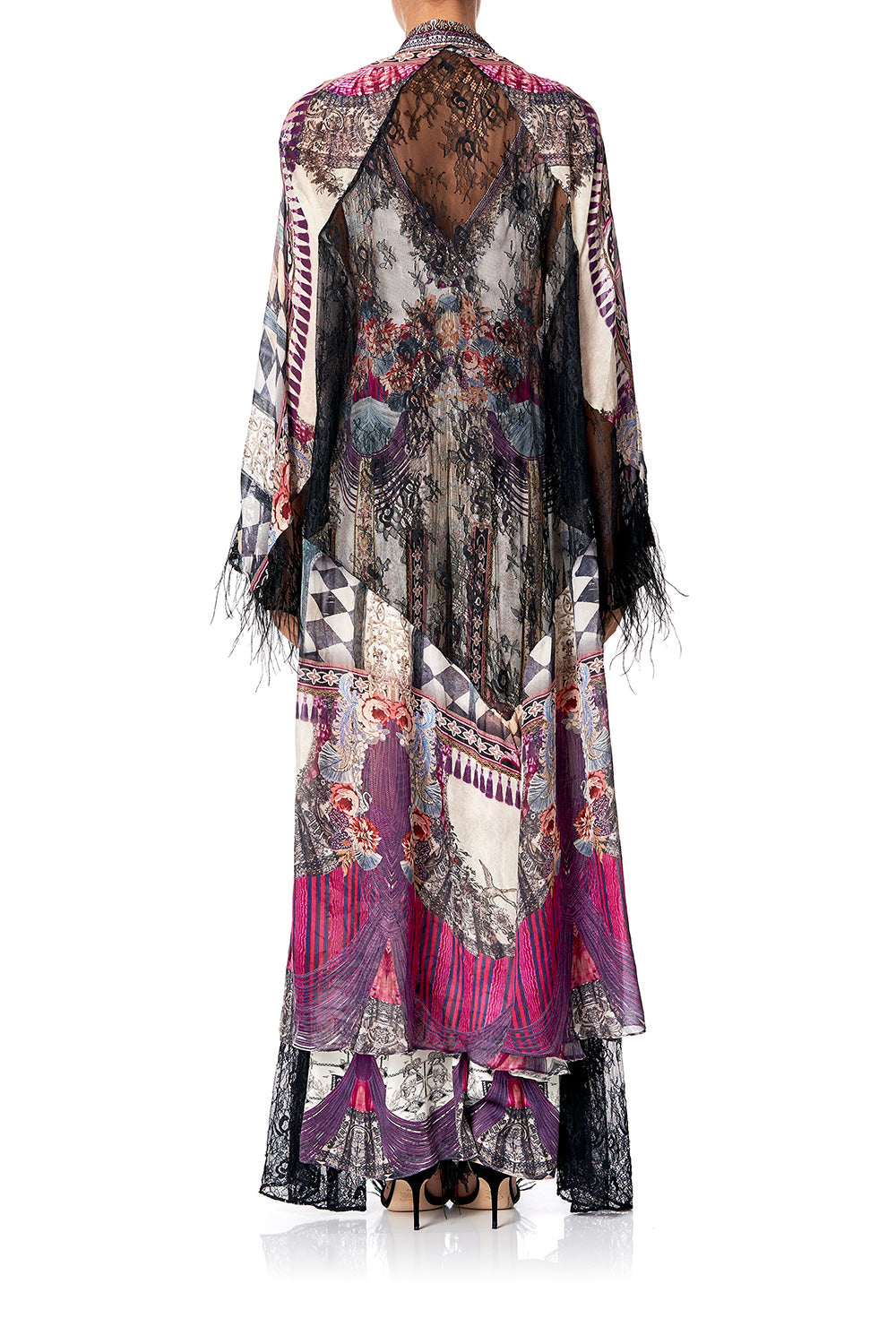 LAYERING ROBE WITH LACE INSERT VIOLET CITY