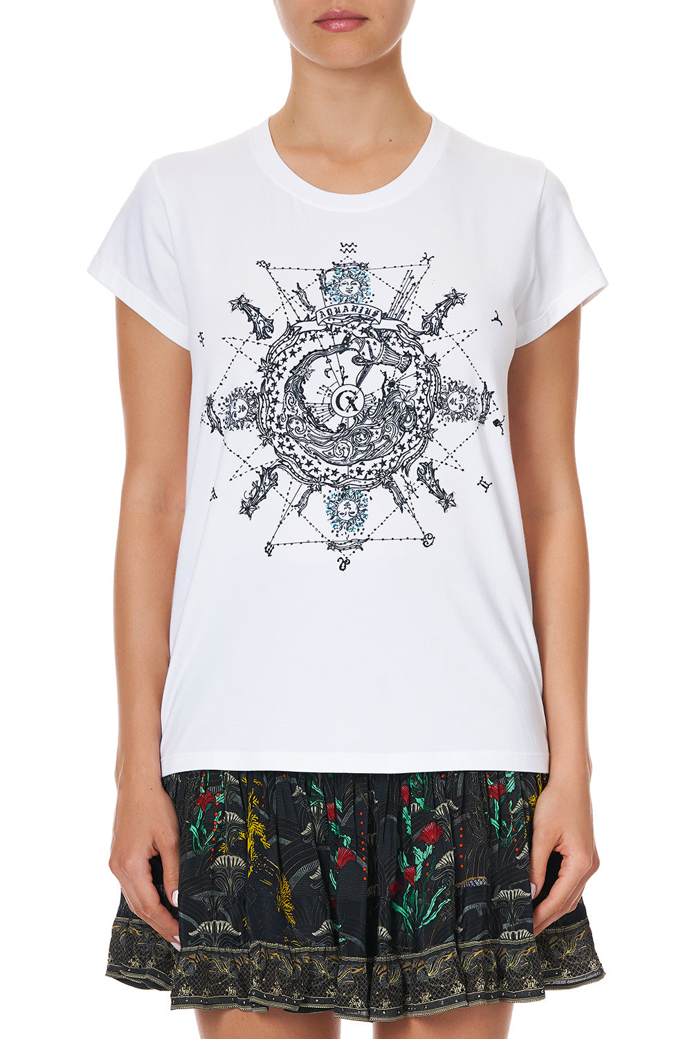 CURVED HEM FITTED TEE AQUARIUS