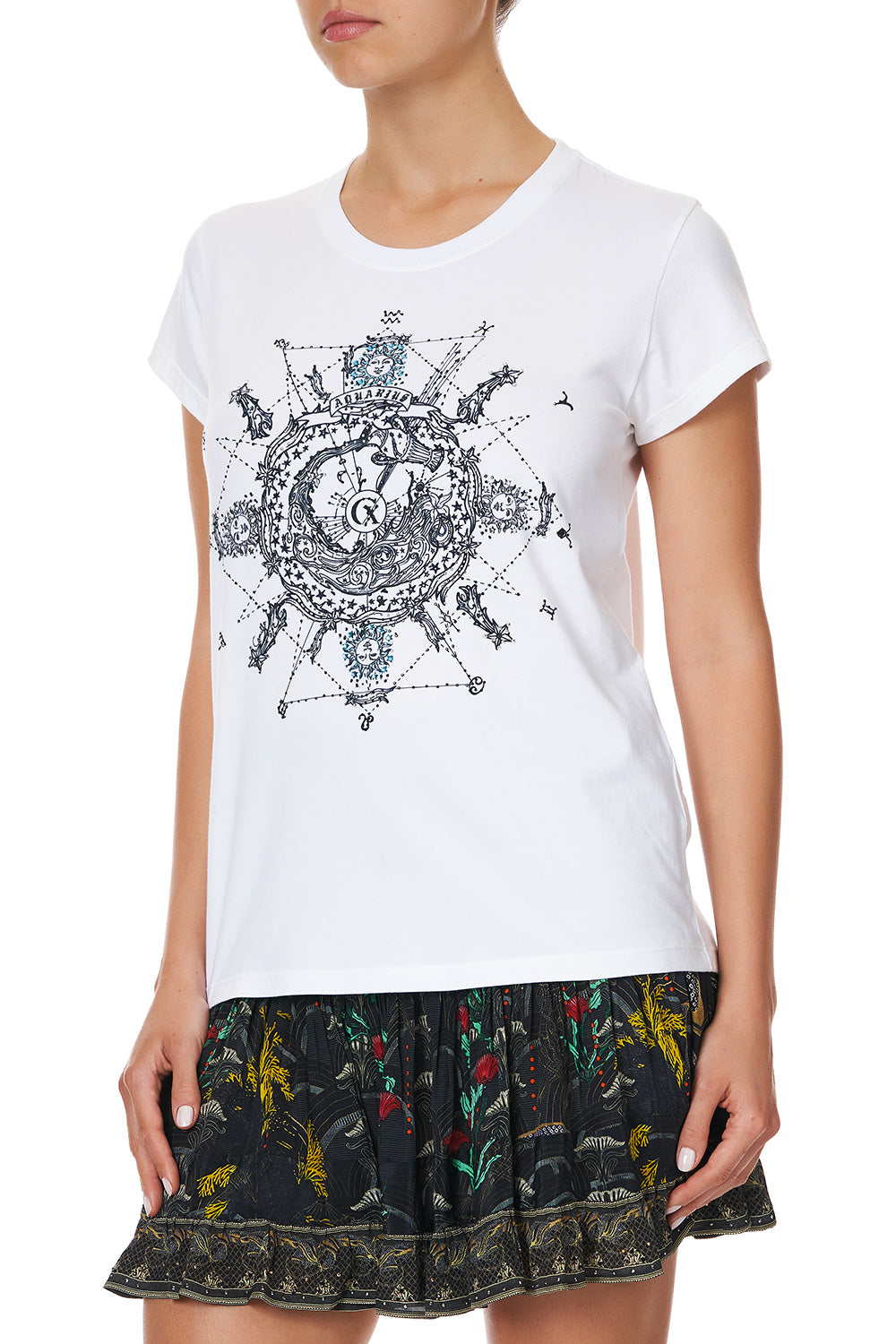 CURVED HEM FITTED TEE AQUARIUS