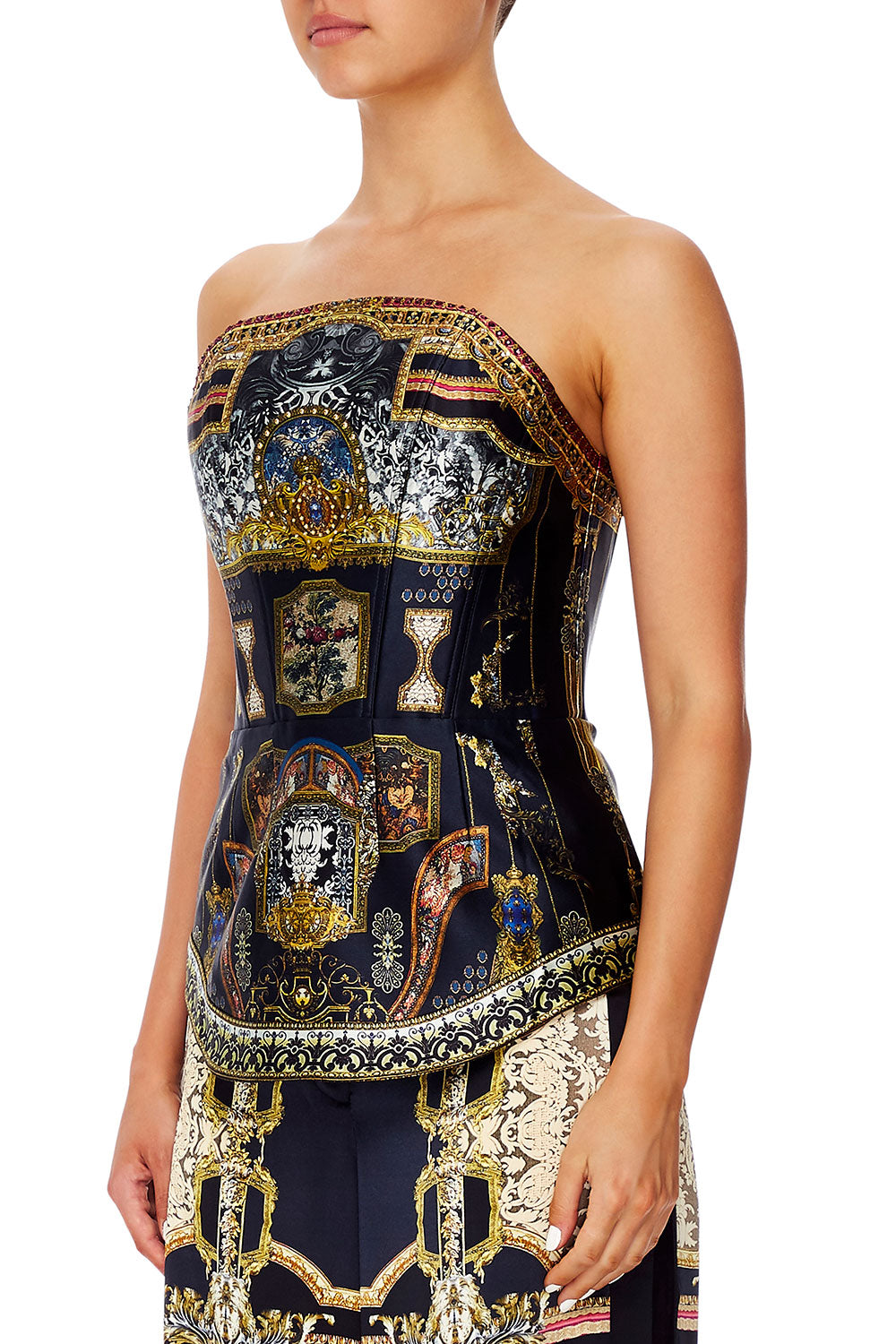 CURVED HEM ZIP DETAIL CORSET MIDNIGHT MEETING