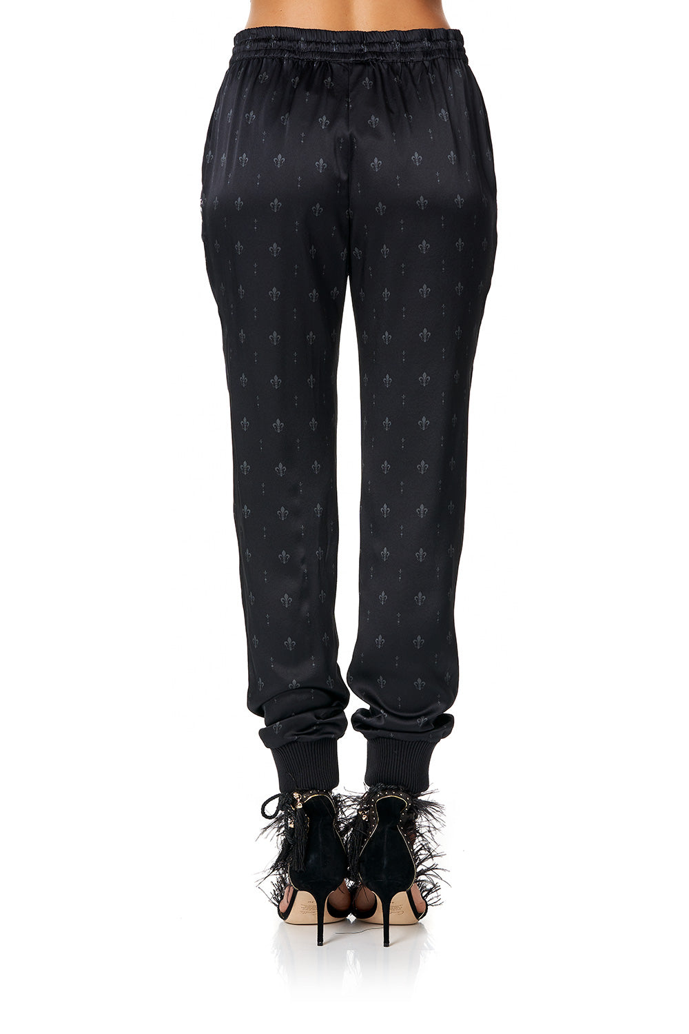 CAMILLA DRAWSTRING PANT WITH RIBBING BLACK