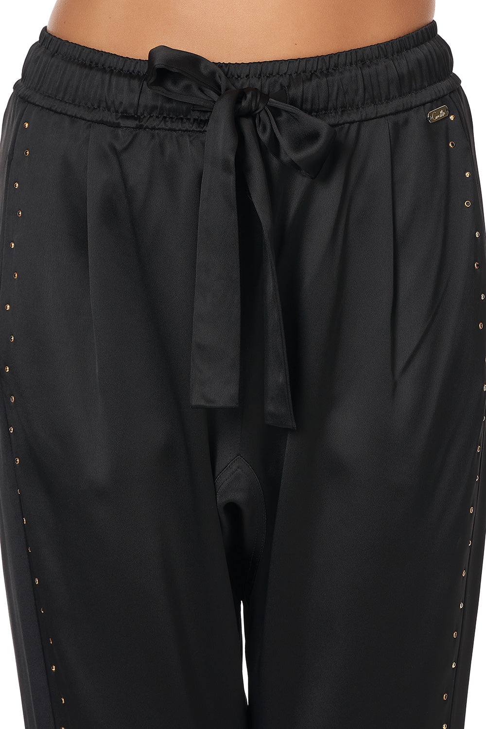 DROP CROTCH SLIM LEG PANT SOLID BLACK