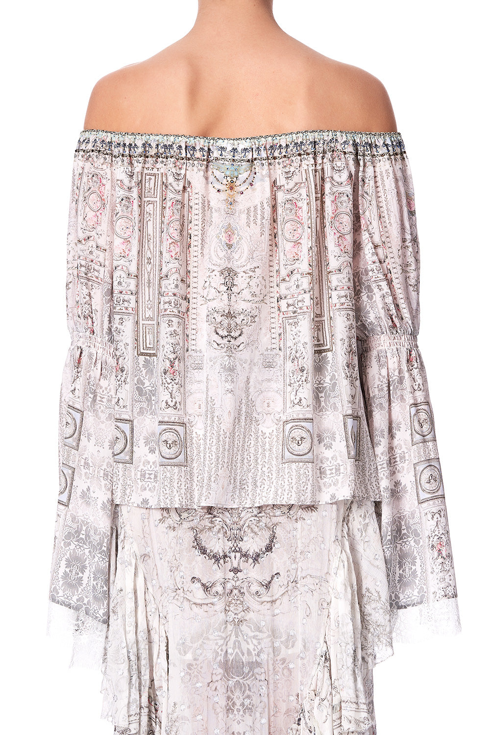 DROP SHOULDER BELL SLEEVE TOP CRYSTAL CASTLE