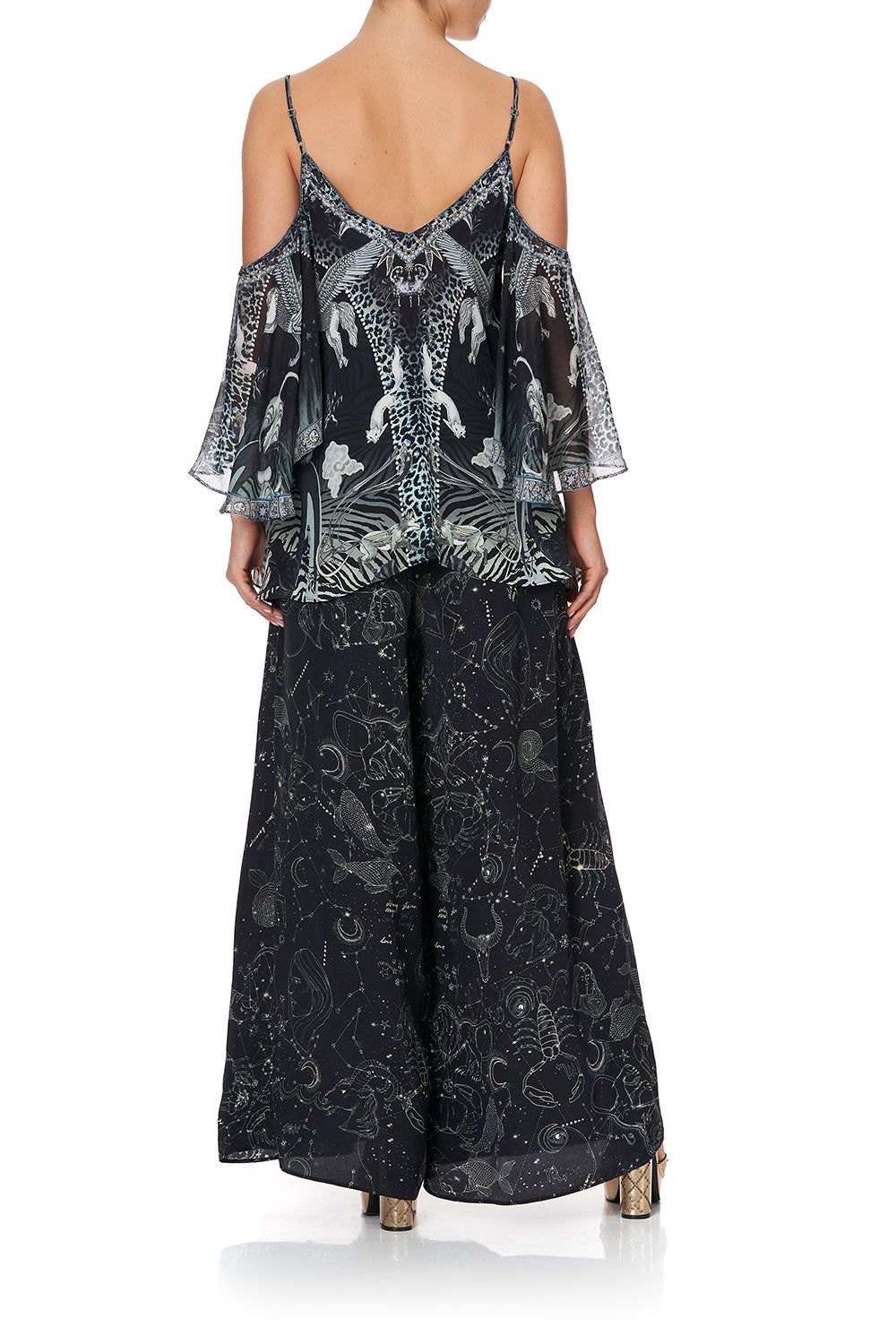 DROP SHOULDER STRAPPY BLOUSE ASTRO DISCO