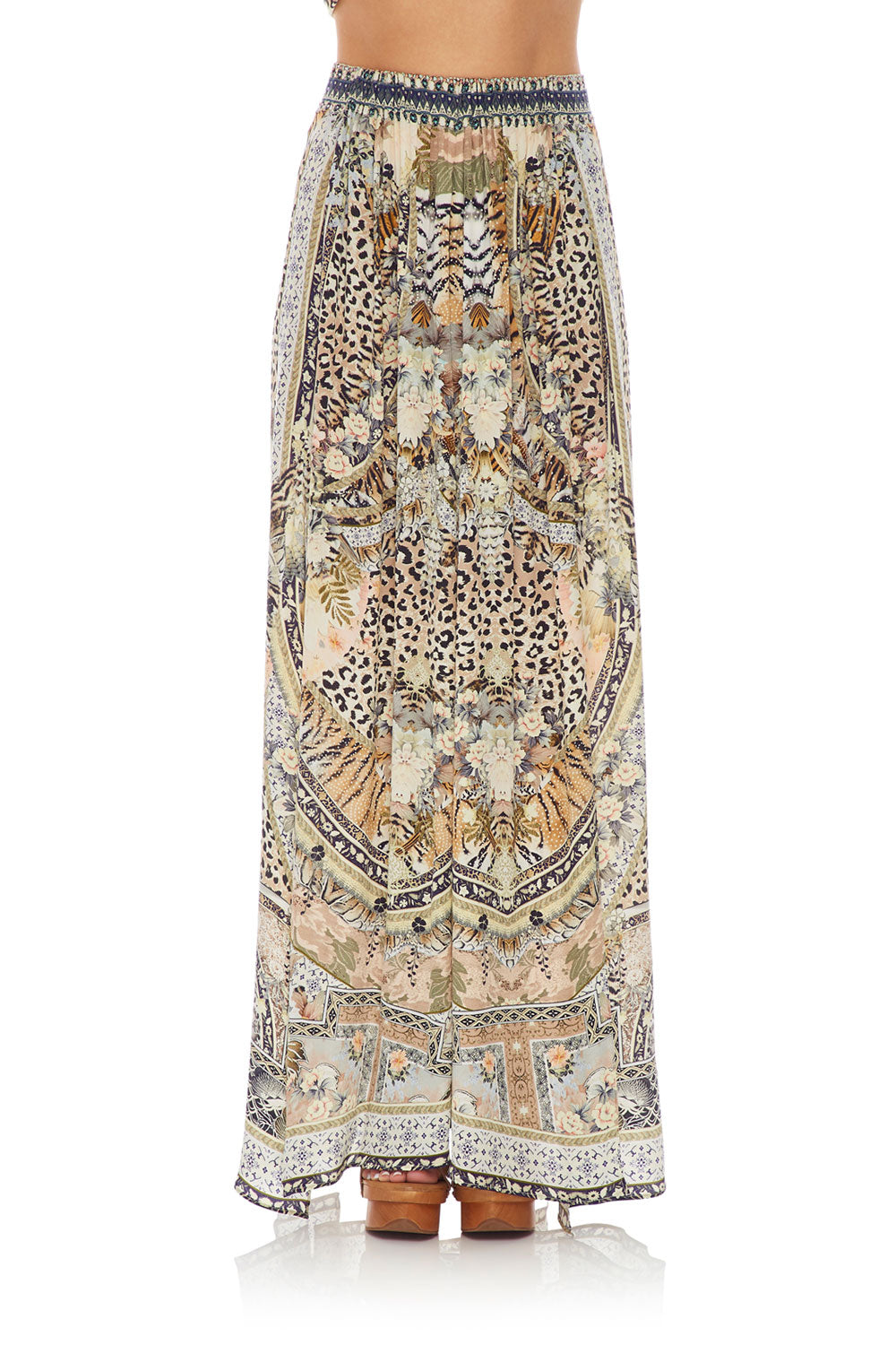 CAMILLA ELASTIC WAIST SKIRT W/ SPLITS MOTO MAIKO