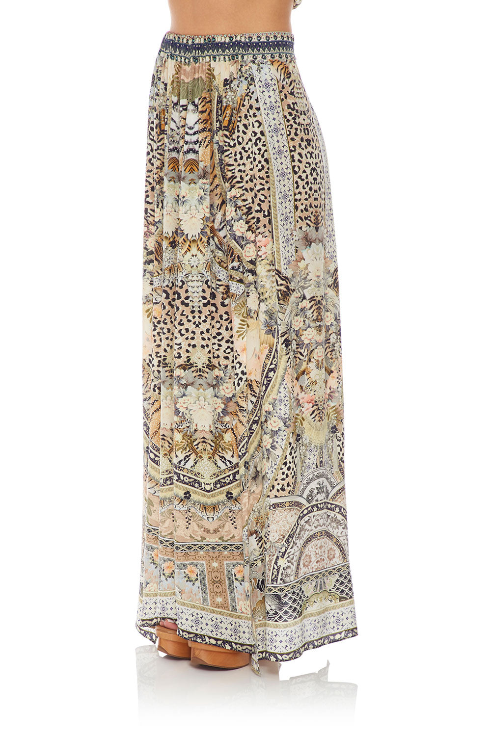 CAMILLA ELASTIC WAIST SKIRT W/ SPLITS MOTO MAIKO