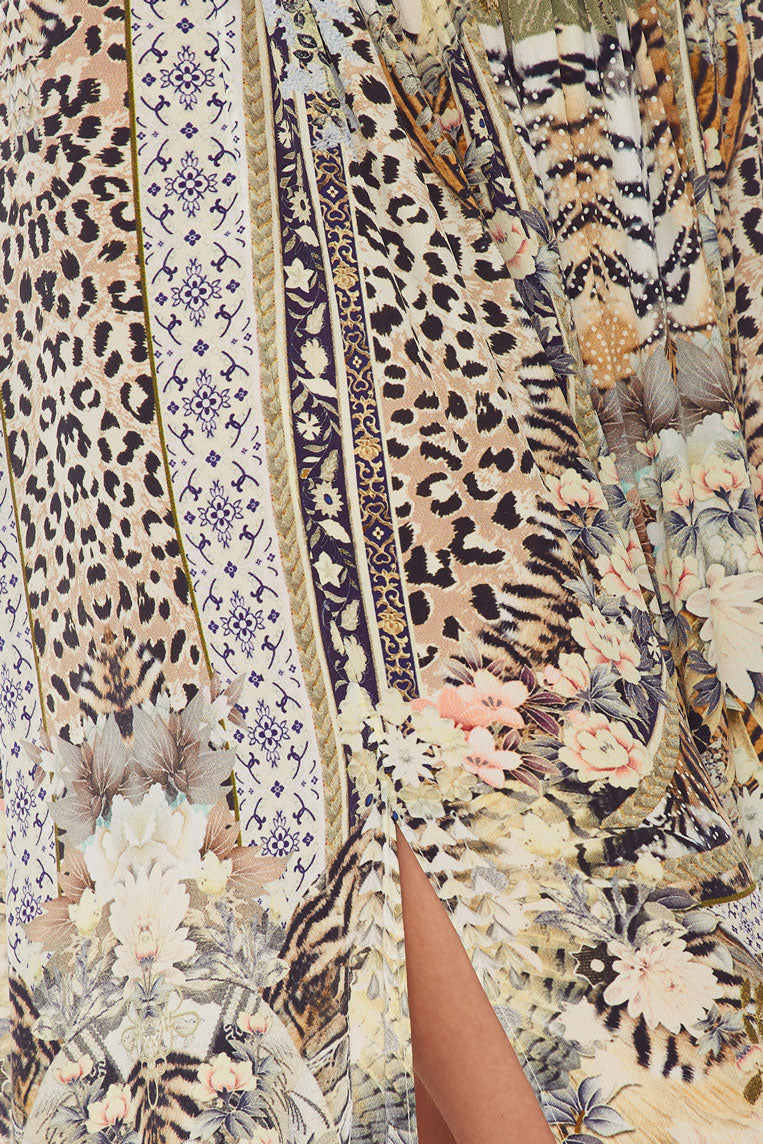 CAMILLA ELASTIC WAIST SKIRT W/ SPLITS MOTO MAIKO