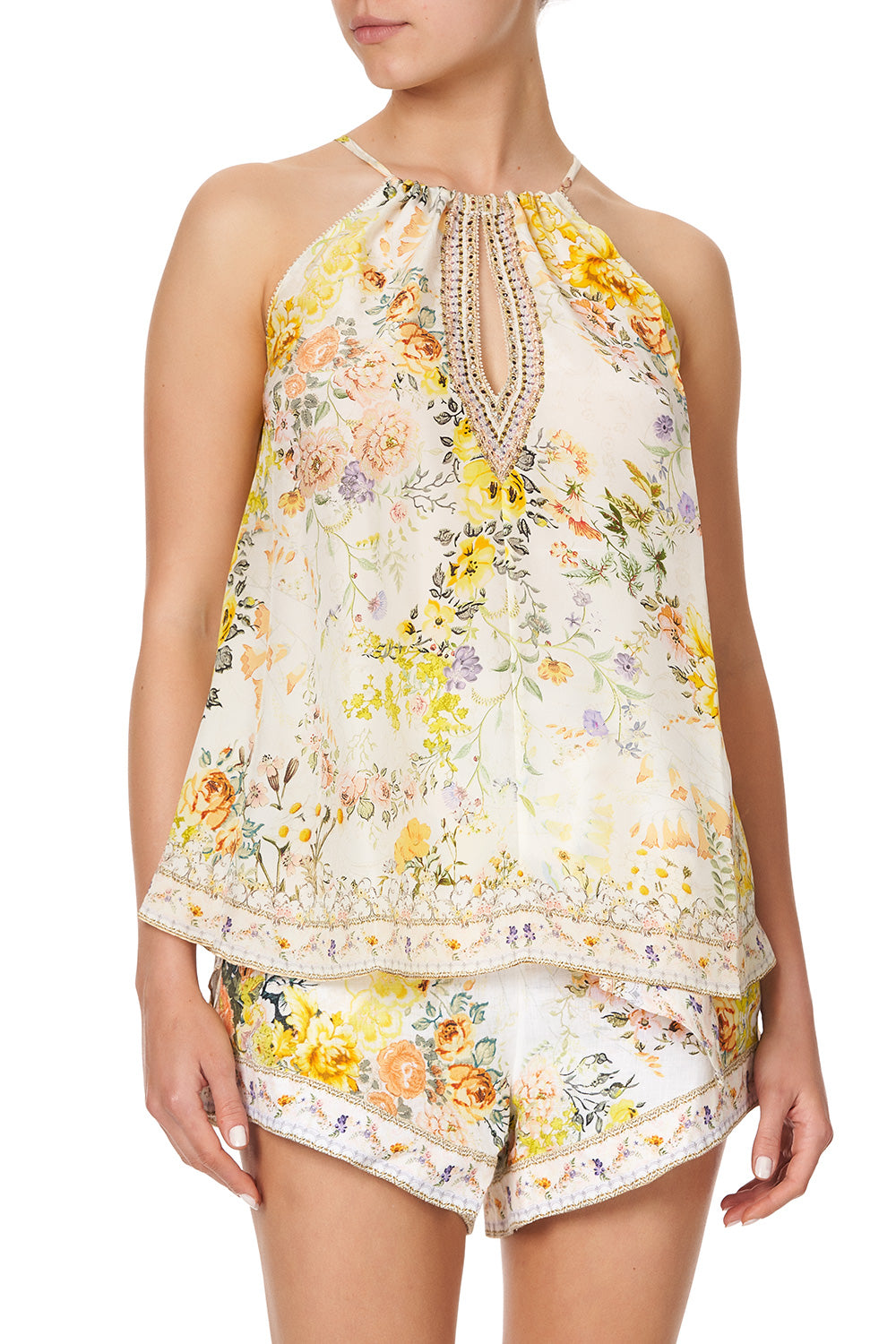 FLARED CAMI W NECK TIE IN THE HILLS OF TUSCANY