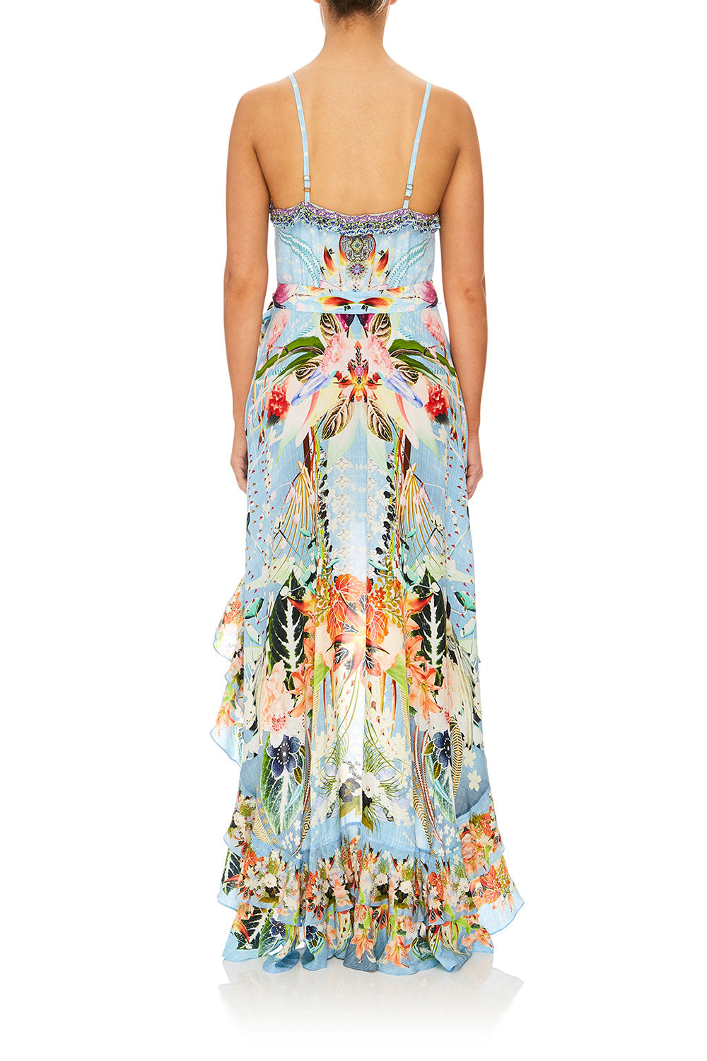 CAMILLA THE STILL ABYSS HIGH LOW BUTTON DOWN DRESS