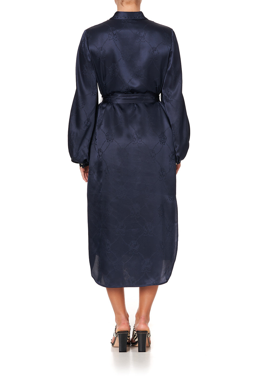 HIGH LOW MIDI SHIRT DRESS SOLID NAVY