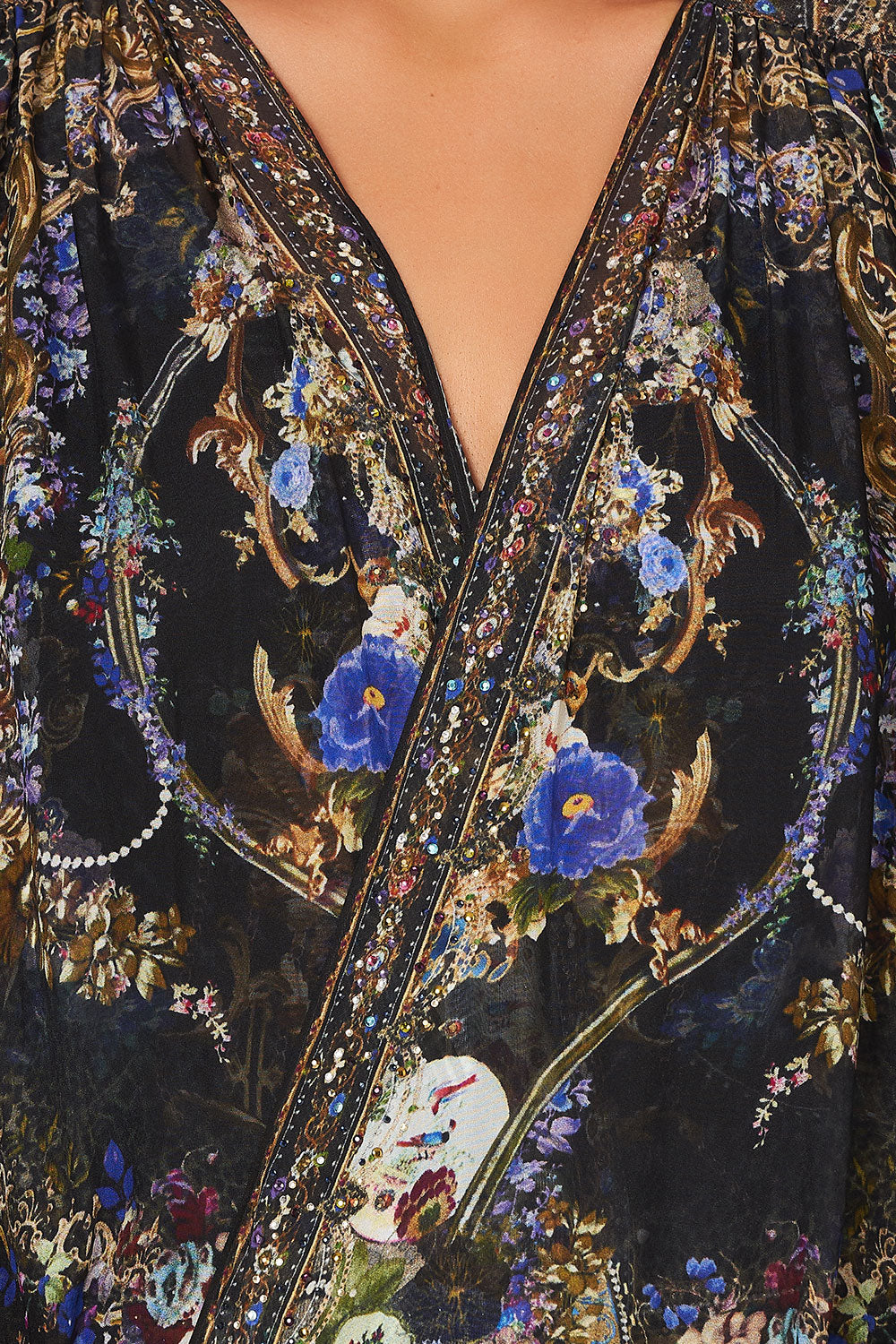 JERSEY BACK PANEL WITH SILK FRONT LONG LINE GATHERED LAYER PALACE PLAYHOUSE