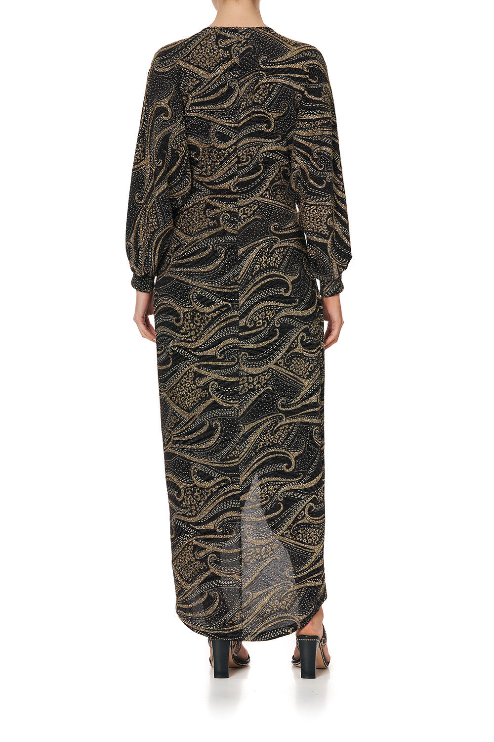 JERSEY TWIST FRONT SPLIT DRESS LUXE BLACK