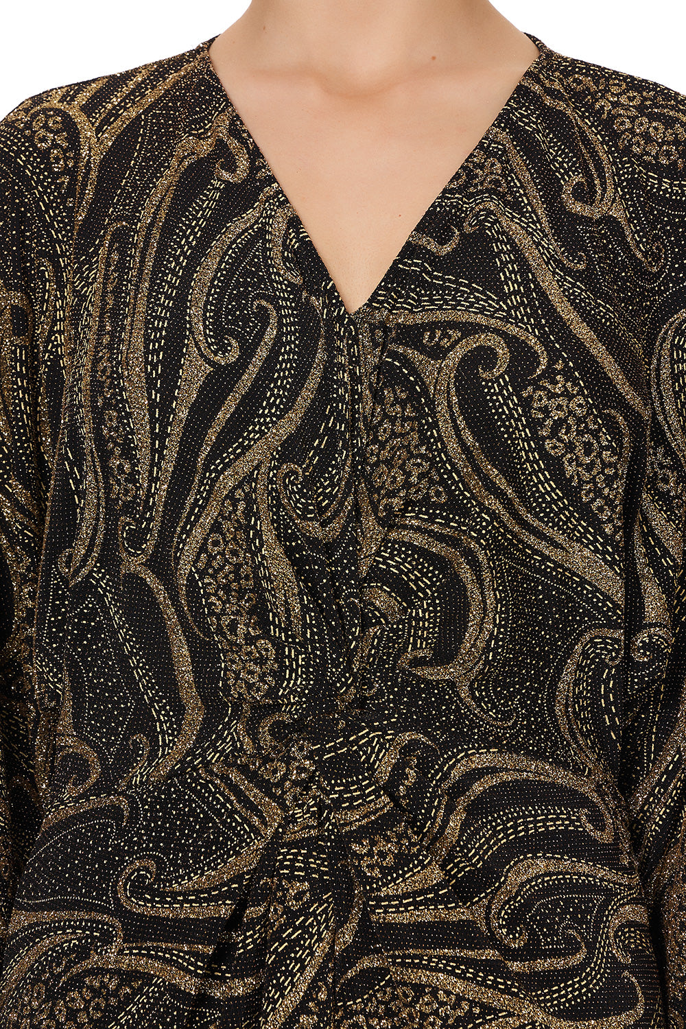 JERSEY TWIST FRONT SPLIT DRESS LUXE BLACK