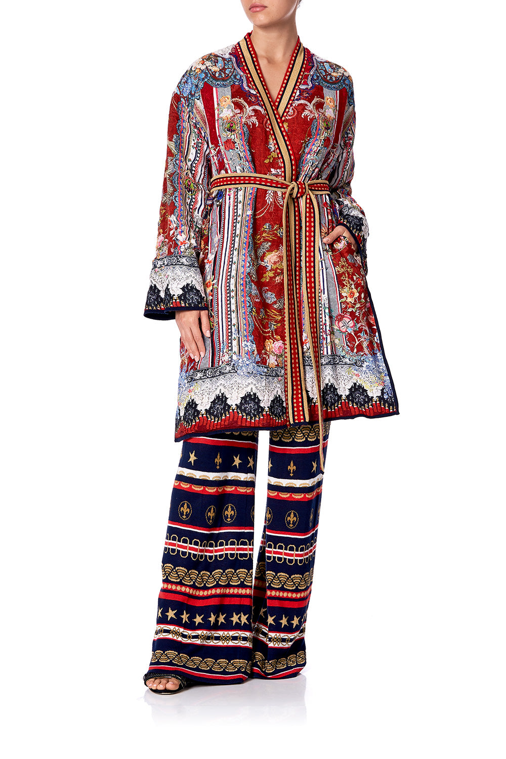 KNITTED REVERSIBLE JACKET WITH BELT COSTUME PARTY