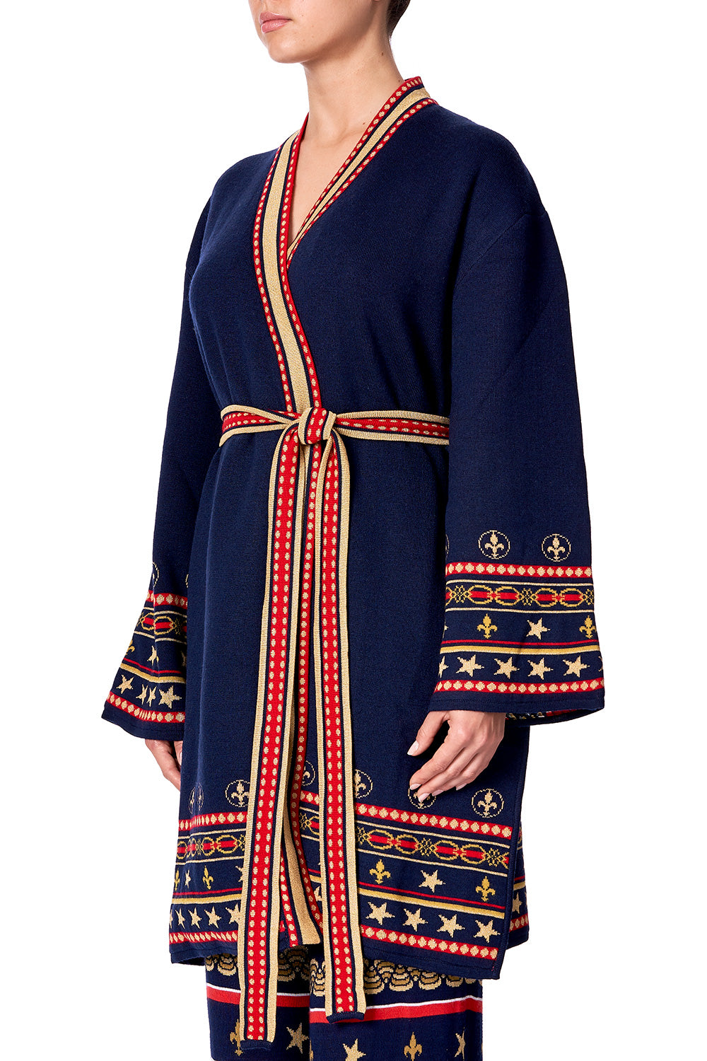 KNITTED REVERSIBLE JACKET WITH BELT COSTUME PARTY