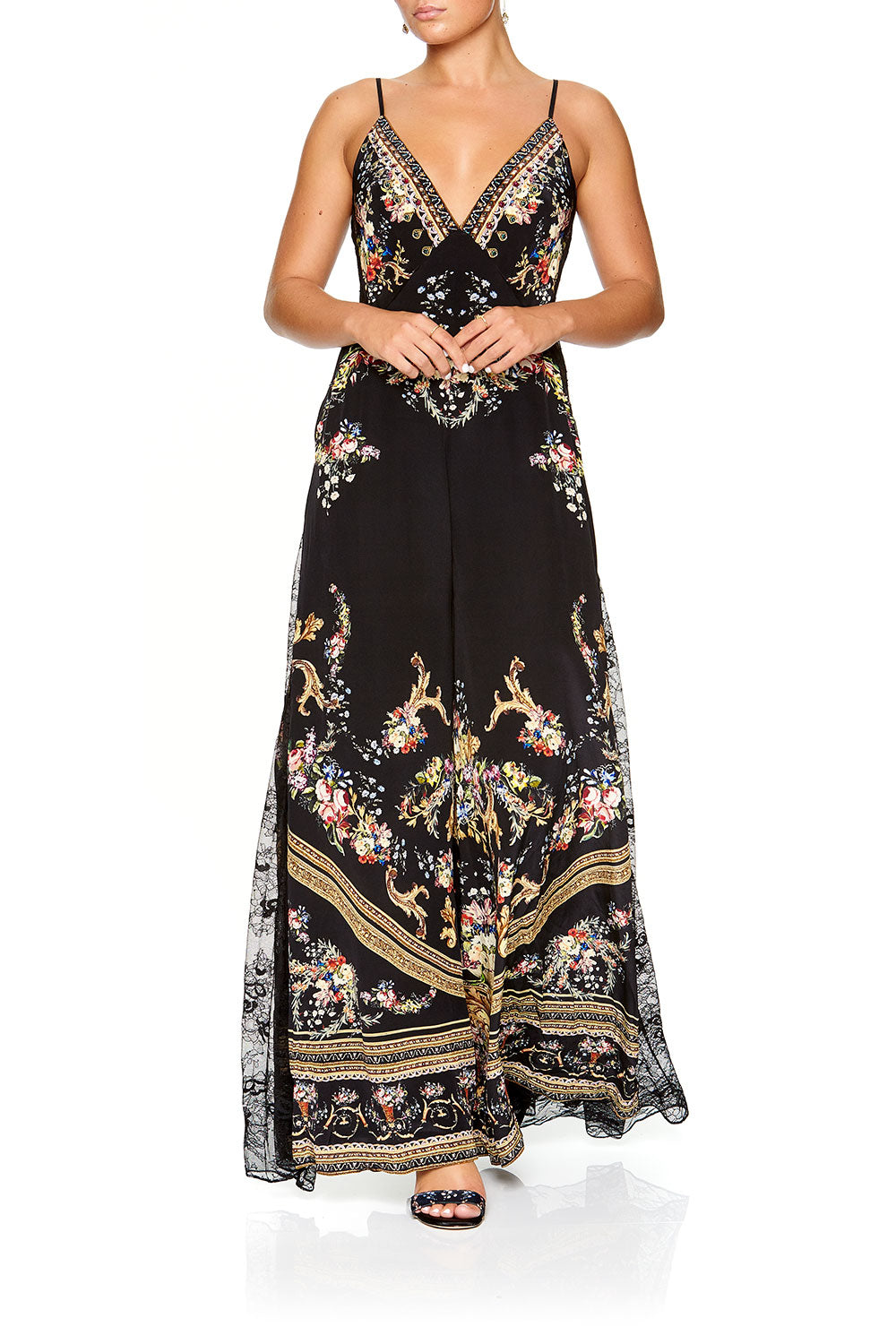 CAMILLA JUMPSUIT WITH LACE INSERT FRIEND IN FLORA