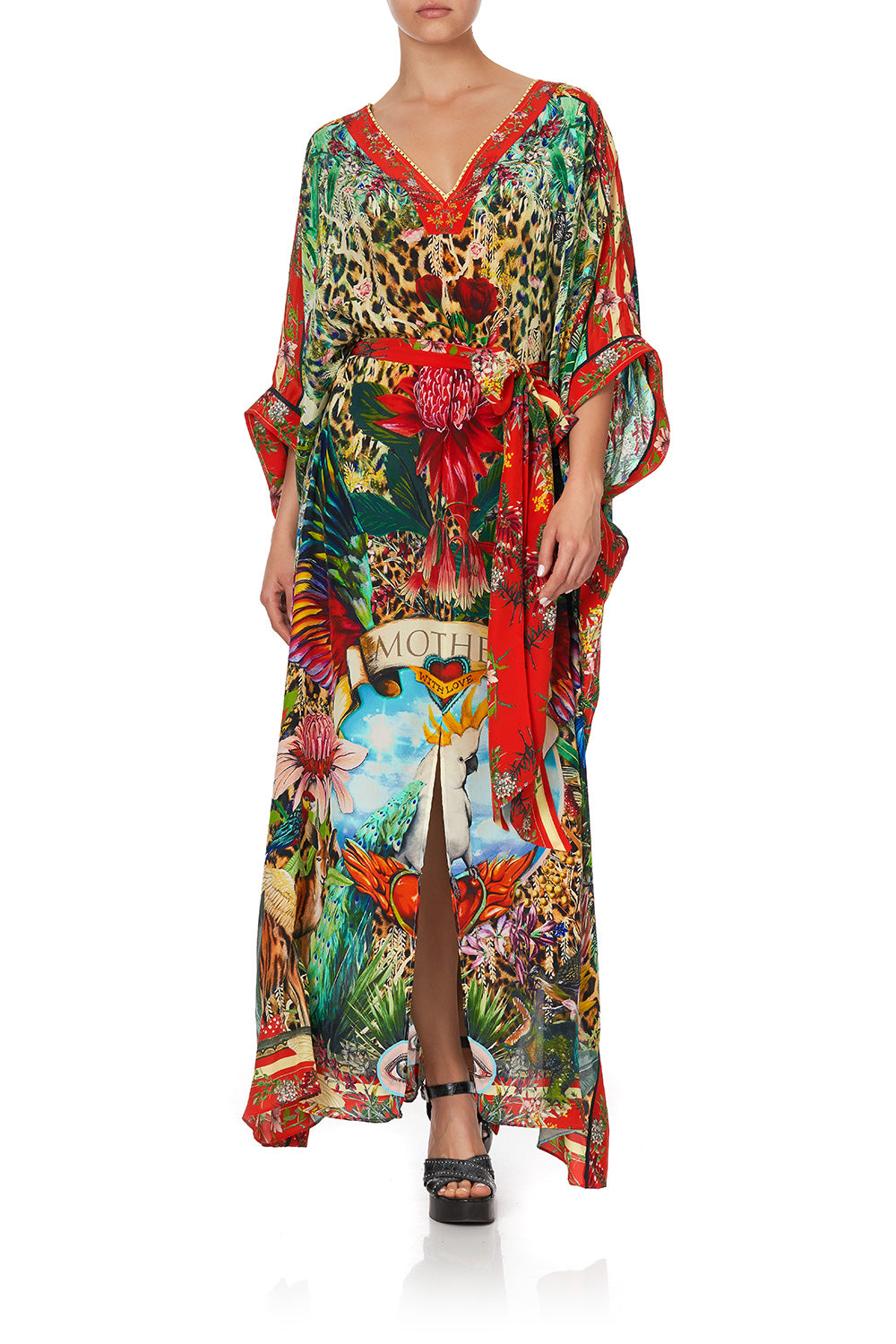 KAFTAN WITH V-NECKBAND AND BELT FARAWAY TREE