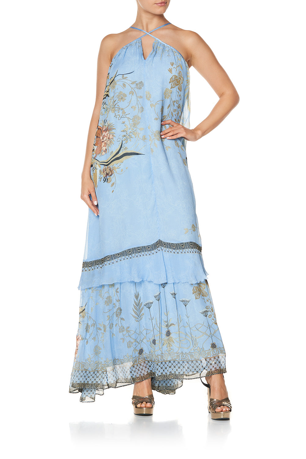 KEYHOLE NECK LONG DRESS FAIRY FOUNTAIN