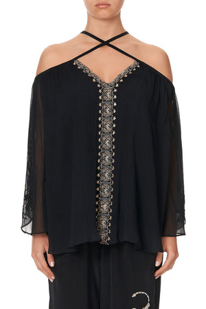 KEYHOLE OFF SHOULDER BLOUSE THE JEWELLED ARROW