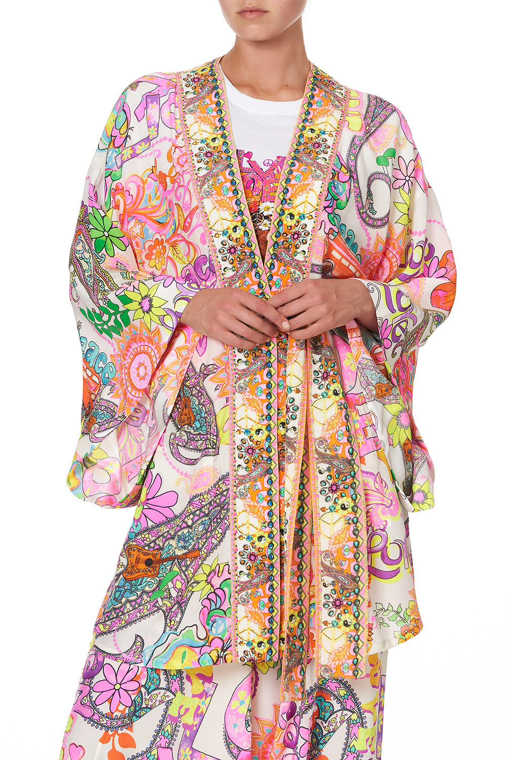 KIMONO WITH TIE BELT LET THE SUN SHINE