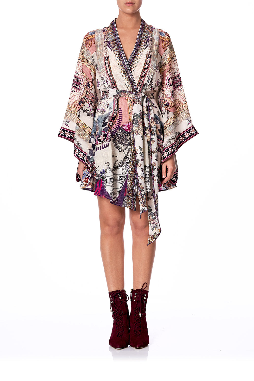 KIMONO WRAP DRESS WITH OBI VIOLET CITY