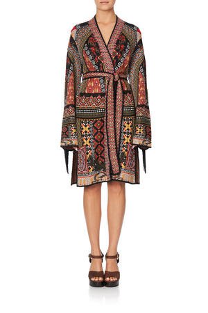 KNIT JACQUARD JACKET WITH CROCHET INSERTS PAVED IN PAISLEY