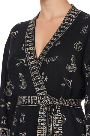 KNIT JACQUARD ROBE WITH WIDE SLEEVE YOU'VE GOT MAIL