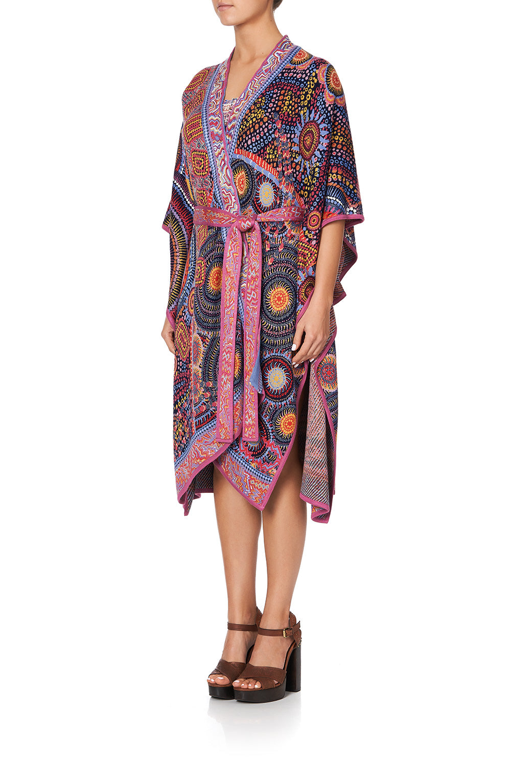 KNIT JACQUARD PONCHO WITH TIE WARLU DREAMING