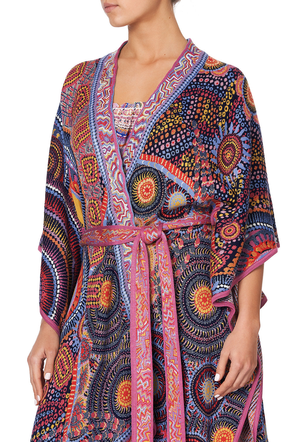 KNIT JACQUARD PONCHO WITH TIE WARLU DREAMING