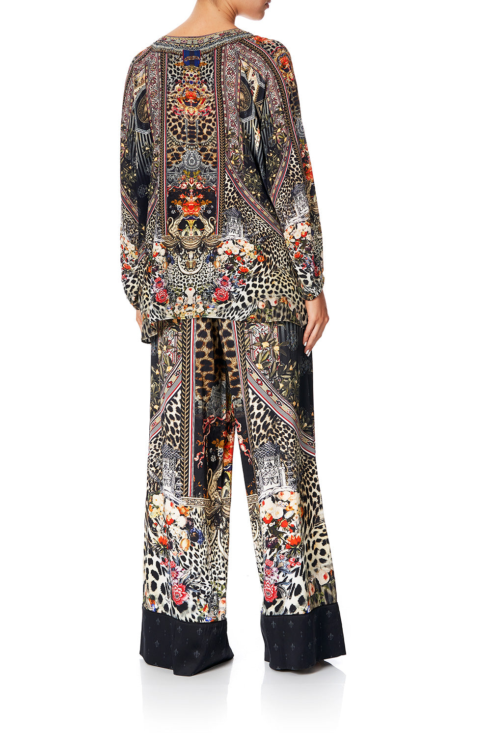 CAMILLA LACE UP BLOUSE MARAIS AT MIDNIGHT