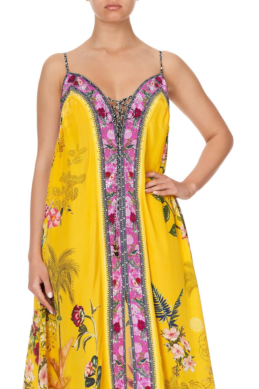 LACE UP FRONT DRESS SAFFRON MOON